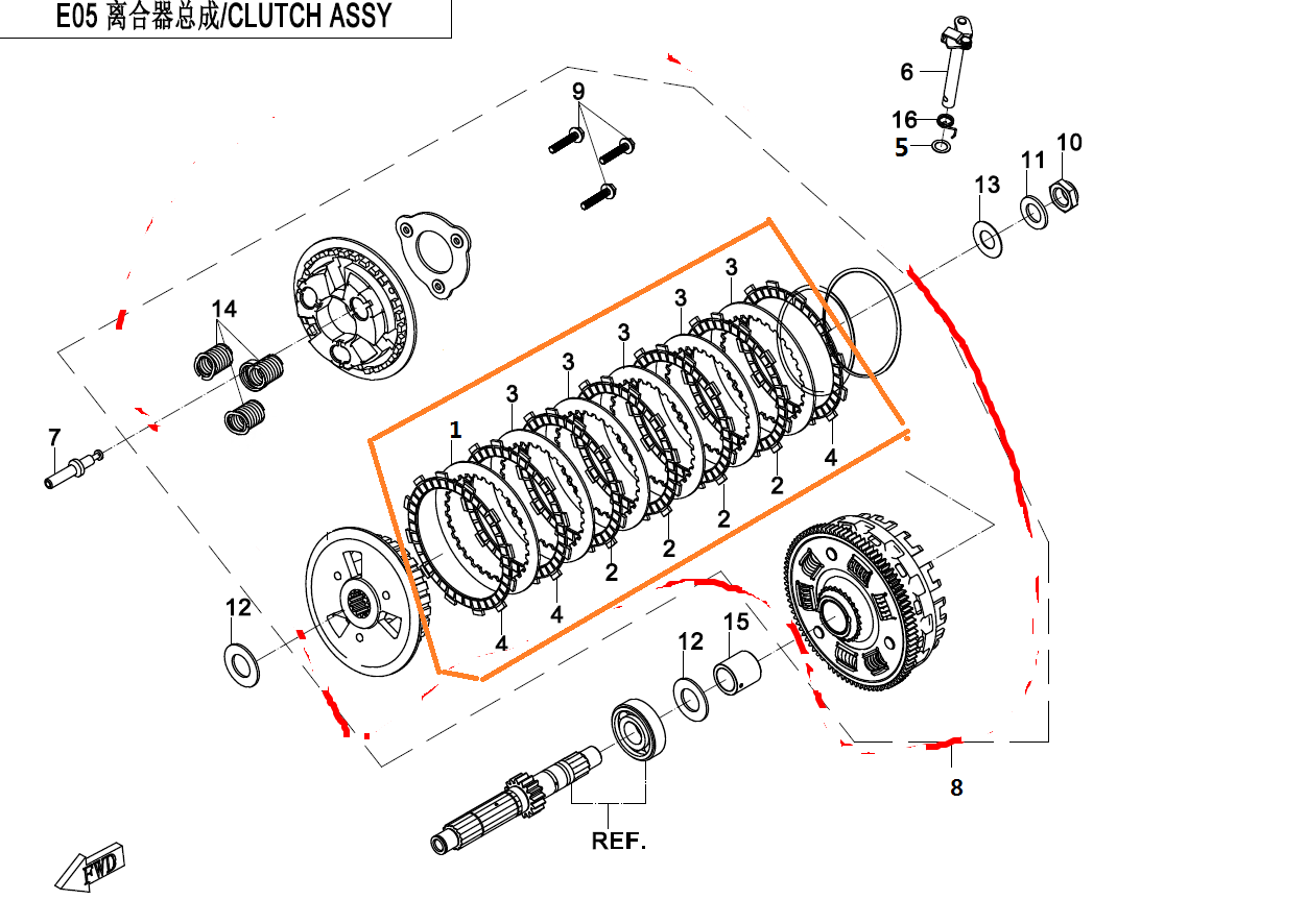Whole set Clutch pad suit CF700CLX/CF650NK