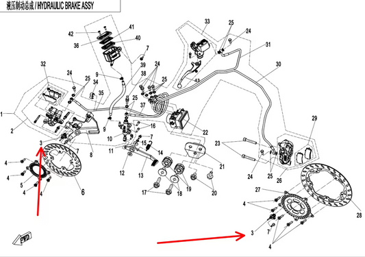 Front and Rear Wheel ABS sensor and Rear Brake Switch cable suit CF300SR Code 6NTV-080004-4101-M1/6KMV-081700-3000-M1
