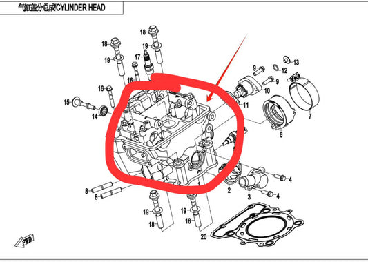 Cylinder head cover assy suit CF300SR code is 0DM0-022200-1BP00