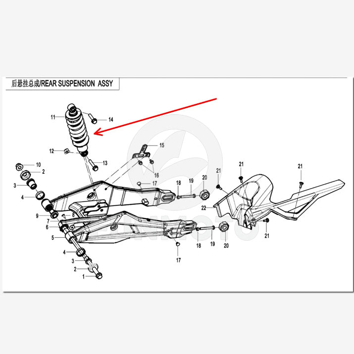 Rear Shock Absorber Suit CF300CLX/CF250 CLX250/CF250CLX code 6KMV-060100-C001-M1