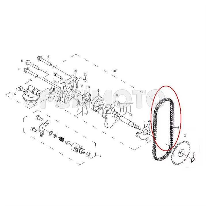 Oil Pump Chain of CF500/HS700 ATV