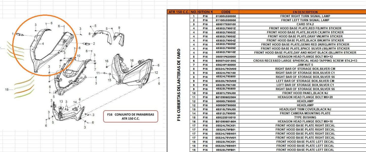 Head panel suit ATR150