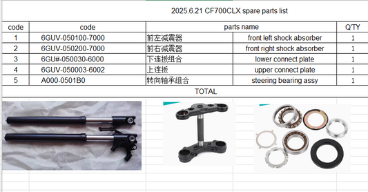 Front left and right shock absorber/lower and upper connect plate and steering bearing assy suit CF700CLX code 6GU#-050030-6000