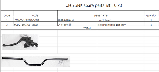 Clutch lever/steering handle bar assy suit CF675NK