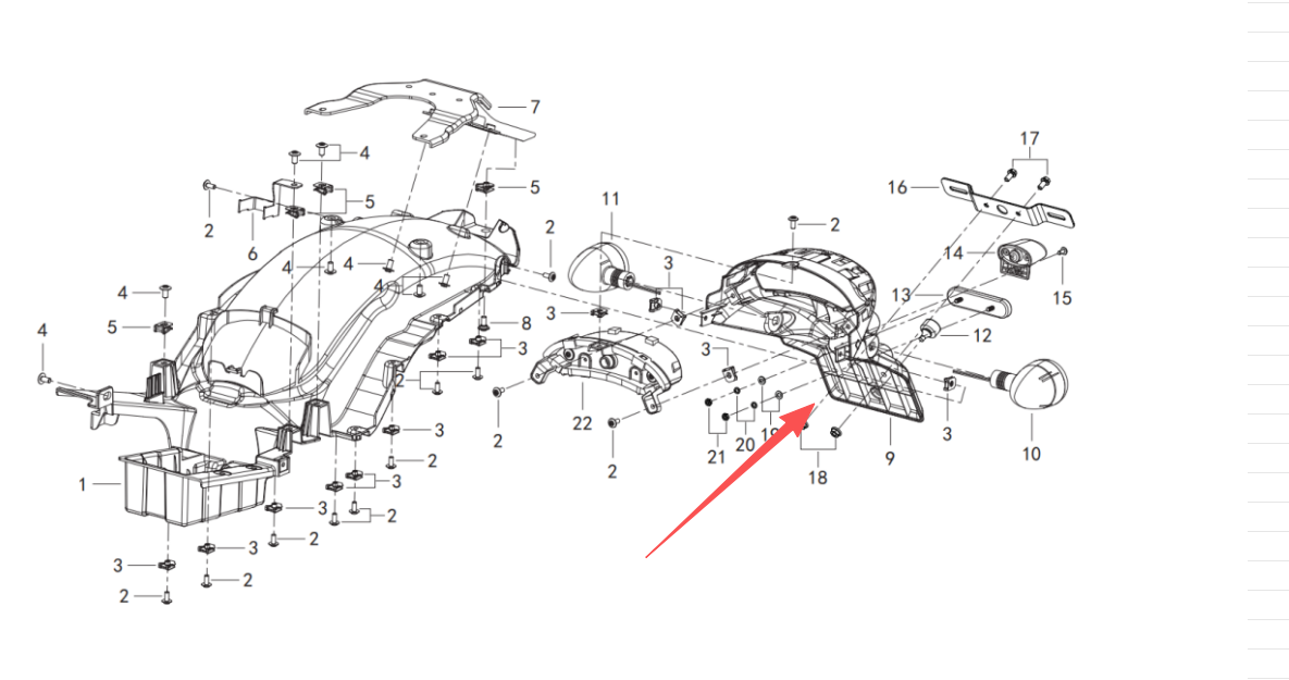 Rear Mudguard suit QJMOTO SRV700 code is 65701PAU0000