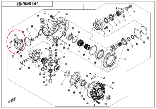 Front Gear Case Motor suit CForce1000 Code Q890-314000-10000
