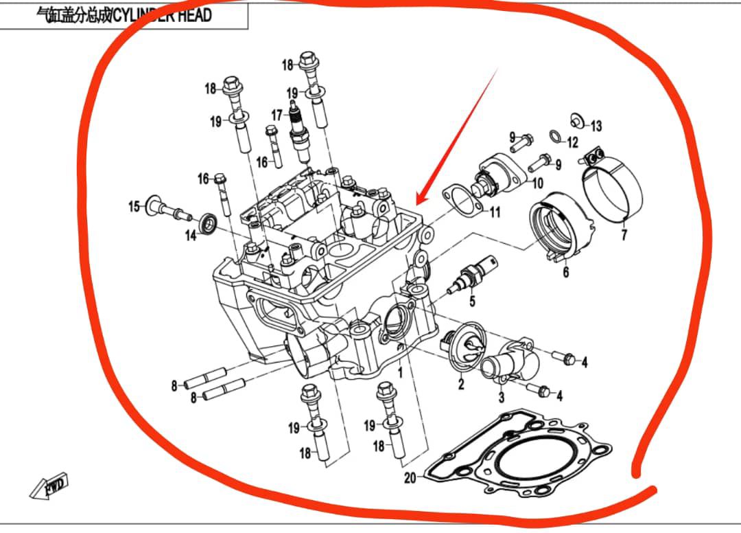 Cylinder head assy/gaskets/bolts and others in the list suit CF300SR