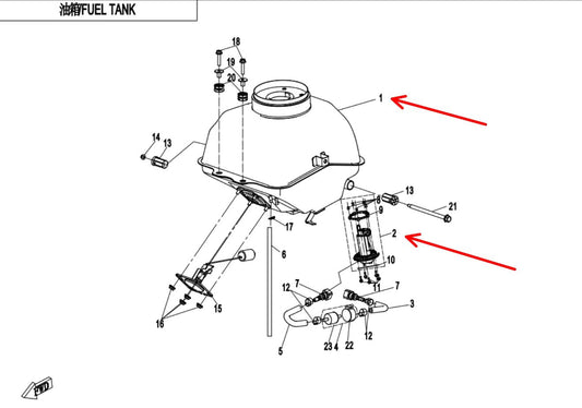 fuel pump and tank suit CF250NK Code is 6KMV-121000-B000/6KJV-150900-8001