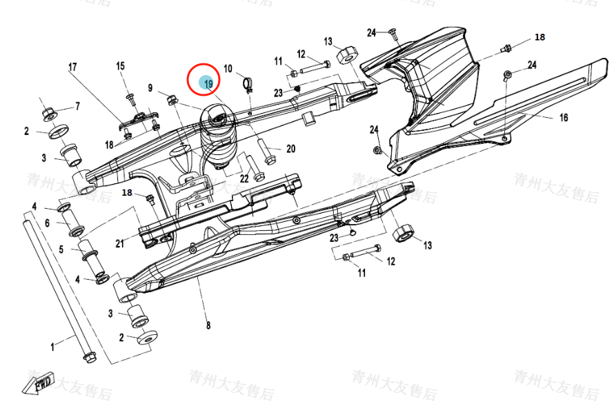 Rear Shock Absorber suit CF300NK/CF250NK code is 6KMV-060100-6000-M1-0V000