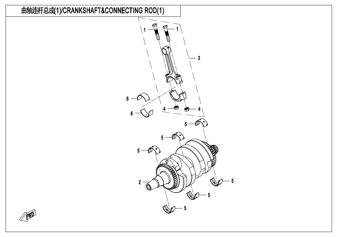 Crankshaft assy/connecting rod/main bearing/connecting rod bearing/balance shaft bearing suit CF400NK