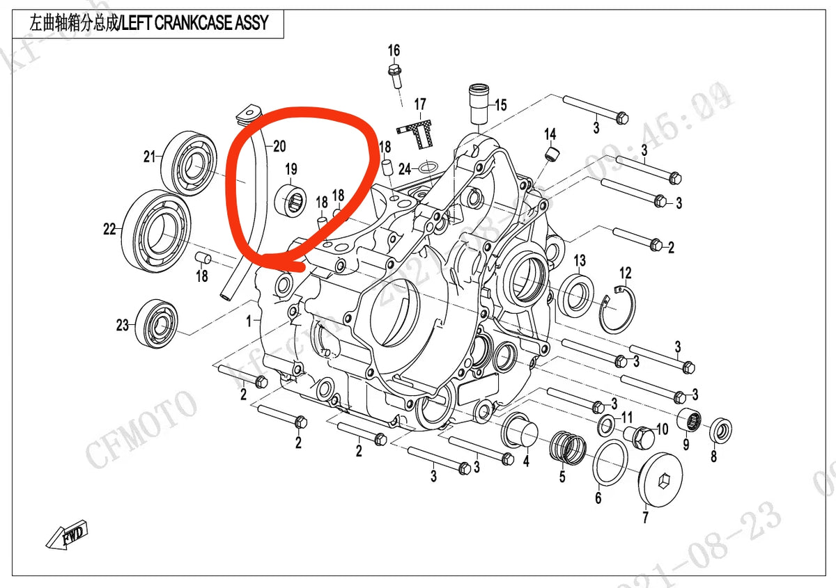 Left Crankcase Bearing suit CF250NK code is 0DM0-011050