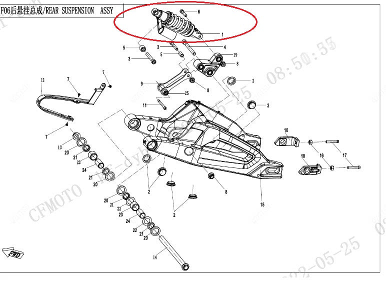 Rear Monoshock suit CF700CLX code is 6GUV-060100-7000