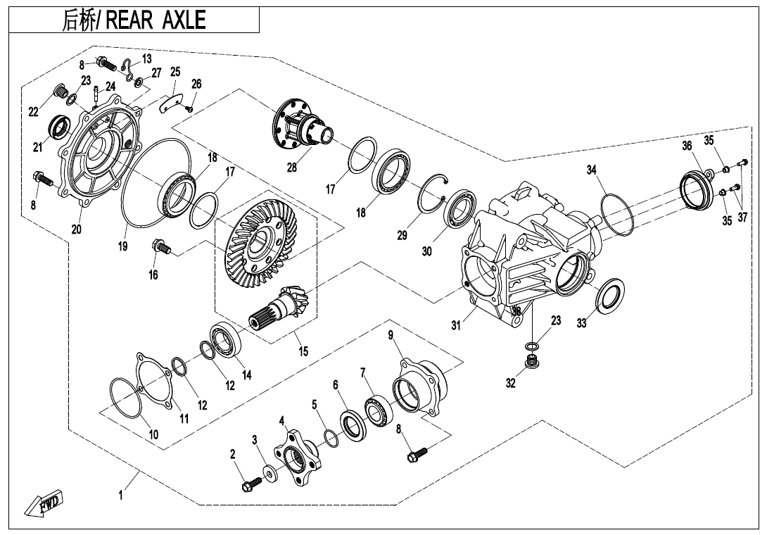 Rear Gearbox Assy Suit For CF625/CFATV450 CFORCE500 625CC Cforce code is Q820-330000-10000