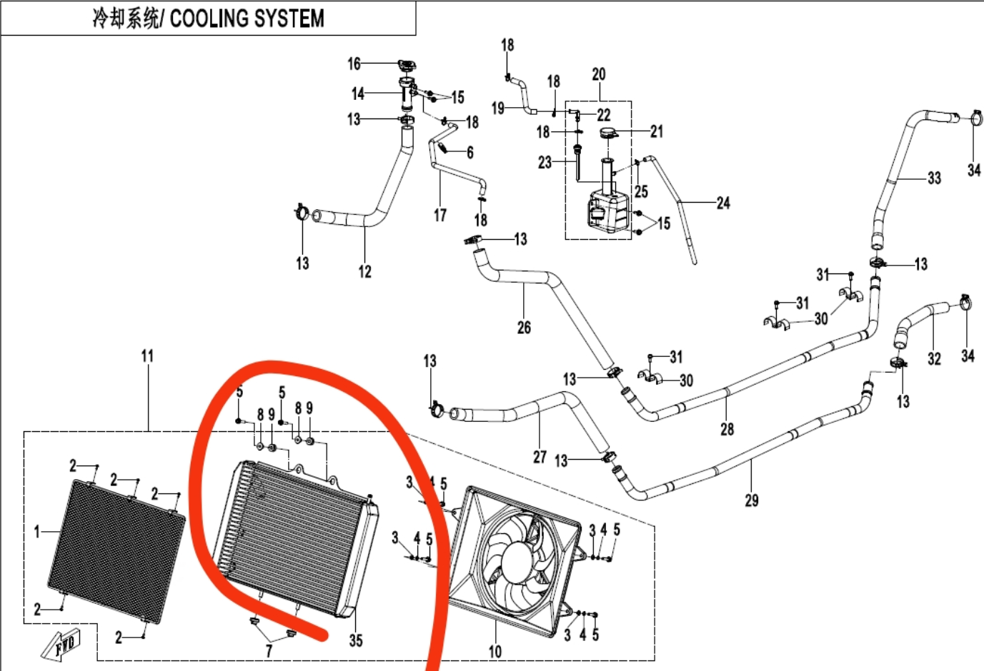Radiator assy suit Cforce1000 Code is 5BY0-181100
