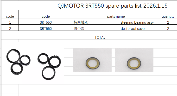 2pcs Steering bearing assy and 2pcs dustproof cover suit QJMOTOR SRT550