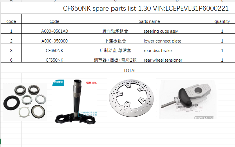 Steering cups assy/lower connect plate/Rear Disc Brake/rear wheel tensionersuit CF650NK