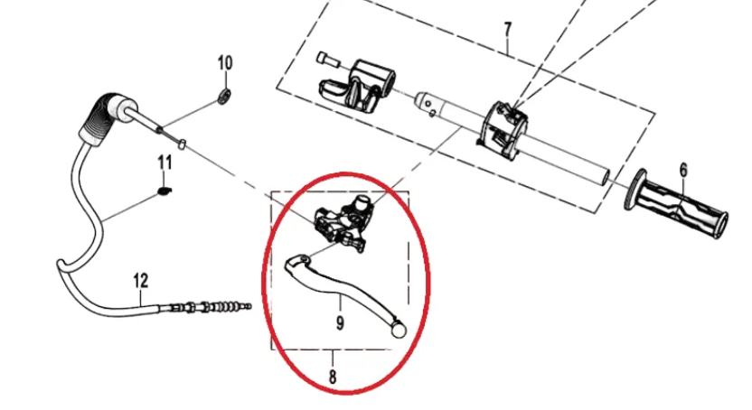 Clutch Lever Assy suit CF700CLX code is 6NQV-100200-6004