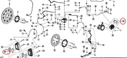 1 pair Front Brake Pad and 1pair Rear Brake Pad suit CF750SRS code is SH-6HVV-0801A0/SH-6L30-0816A0
