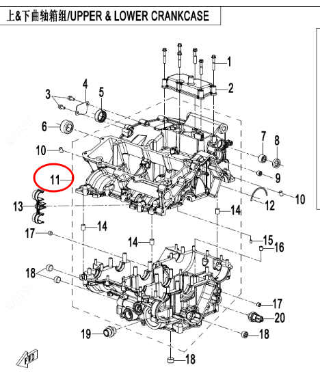 Crankcase suit CF675NK Code is 0HTV-01FZ01-7001