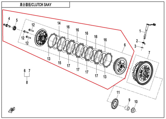 Clutch pad assy/tie rod and bearing suit CF675SR code is 0HTV-051000-7000-20