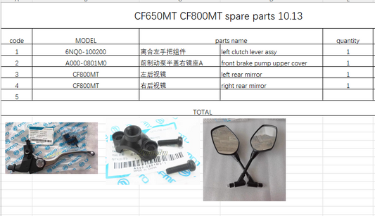 Left clutch lever assy/front brake pump upper cover suit CF650MT/Rear Mirror suit CF800MT