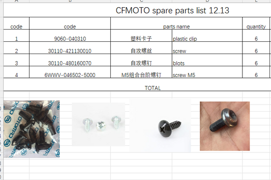 Plastic clip/Screws suit CFMOTO 9060-040310