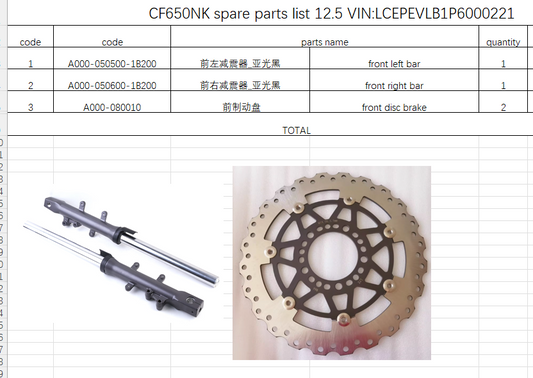 Front Left and Front Right Bar and 2pcs Front Disc Brake suit CF650NK
