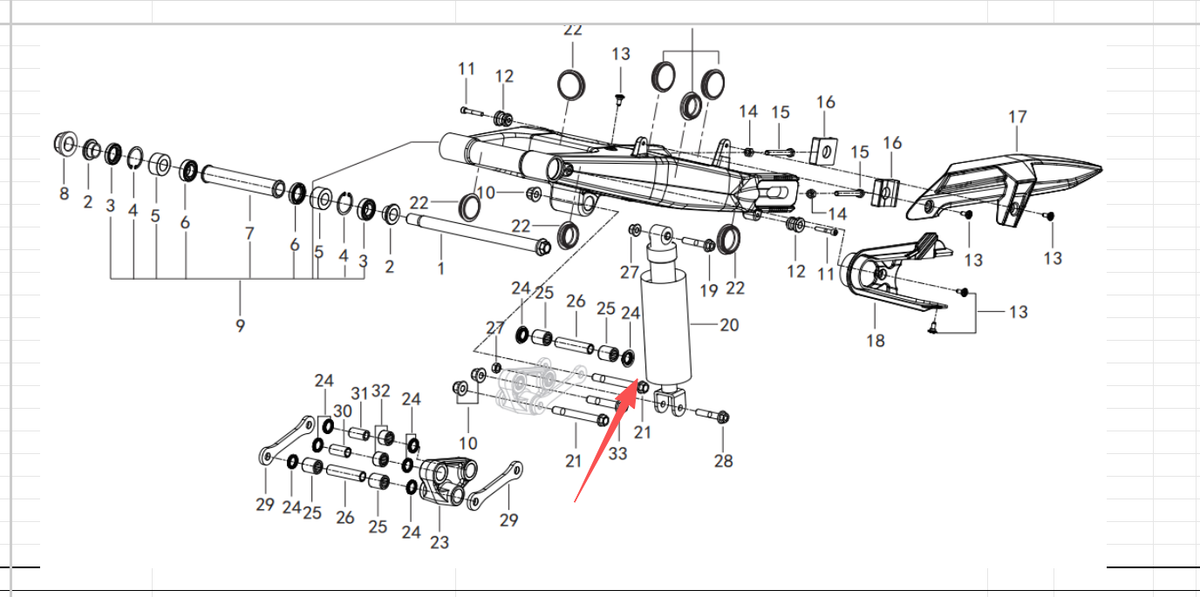 Rear Shock Absorber suit SVT650X Code is 63800P830004