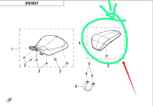 Rear Seat suit CF500SR VOOM code is 6ARV-130200-1000