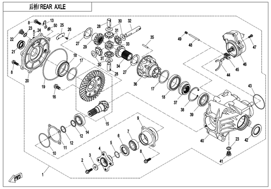 Rear Gearbox Assy Suit For CF625/CFATV450 CFORCE500 625CC Cforce code is Q820-330000-20002