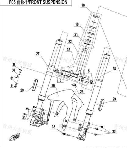 Front Left and Front Right shock absorber suit CF250NK/CF300NK code is 6KMV-050500-B000-M1/6KMV-050600-B000-M1
