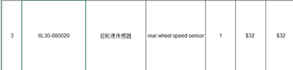Rear Wheel ABS speed sensor suit CF800NK/CF450MT/CF450SR code is 6L30-080020