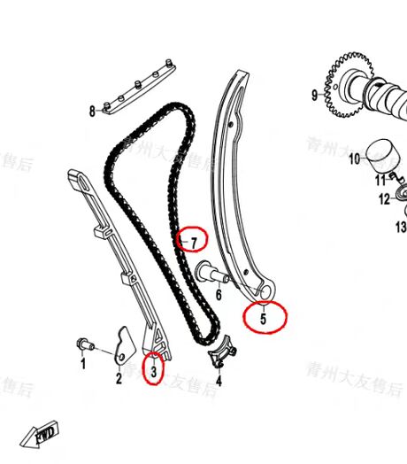 Timing Chain/tensioner/chain guide plate suit CF300CLX