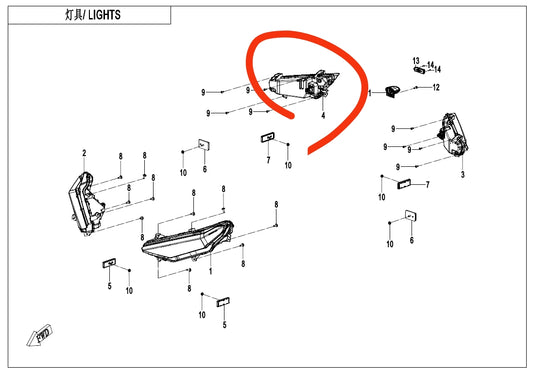 Right Tail light suit ZFORCE 10/Z10 Code is 5GYV-160220-1200