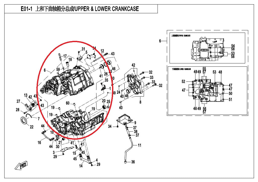 Crankcase assy suit CF700MT Code is 0HU0-0100C0-0BP00