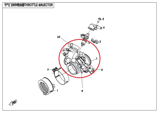 Throttle Body Suit for CF300SR Code is 0DM#-170020-1002