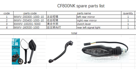 Left and Right Rear Mirror and Clutch Lever and rear left signal light suit CF800NK
