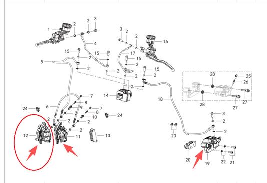 Front Right Brake Caliper Suit QJMOTOR SRK450 Number 12 in the drawing