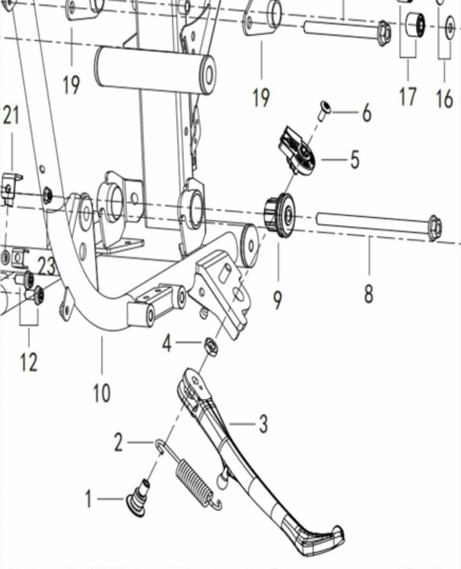 Side stand/ spring/ bolts /nuts/ spacer suit QJMOTOR SRV350 number 1-9