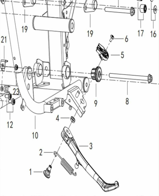 Side stand/ spring/ bolts /nuts/ spacer suit QJMOTOR SRV350 number 1-9