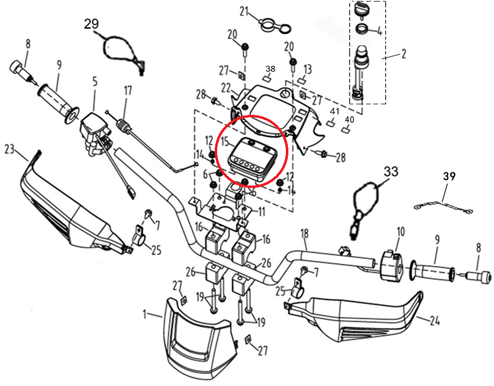 LCD dashboard suit LINHAI ATV420 code is 27889  number 15 in the drawing