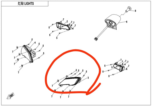 Left Headlight suit Cforce1000 code is 9AWV-160110-7401-M1