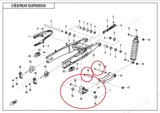 Triangular Rocker Arm and bolts suit CF450NK Code is 6AQV-060550-1000