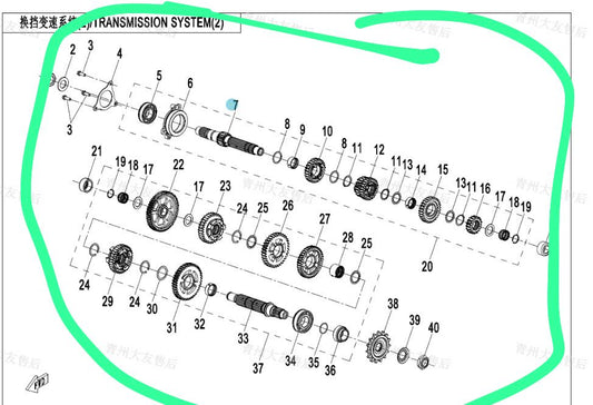 Main gearshaft and counter gearshaft suit CF500SR code is 0WRV-062000-1000/0WRV-061000-1000