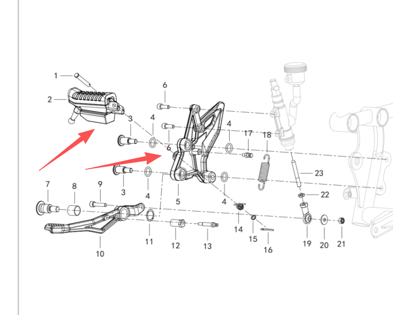 Front Right Footrest Bracket and foot pedal suit SRK250