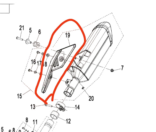 Muffler Cover suit CF450MT code is 6AQV-021020-6100