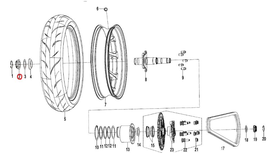 Rear Wheel Right Nut suit CF250SRS code is 6KMV-110009-2000