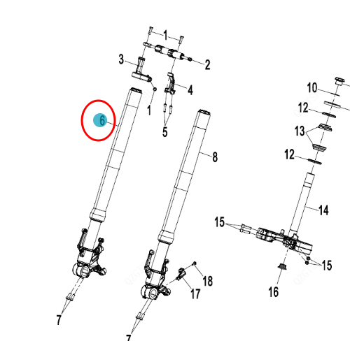 Front Right Shock Absorber suit CF500SR code is 6ARV-050600-1000-M1-0BP00