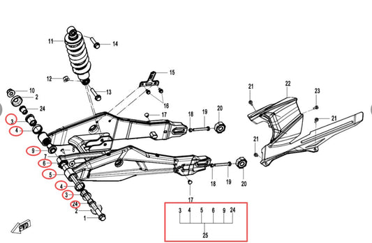 Swing Arm Assy Suit CF250SR FUN code is 6KMV-062300-C002-0BY00