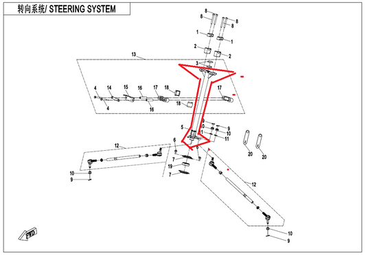 Steering Stem Assy suit CF400AZ/CF500AU Code is 9DQV-101200-3001